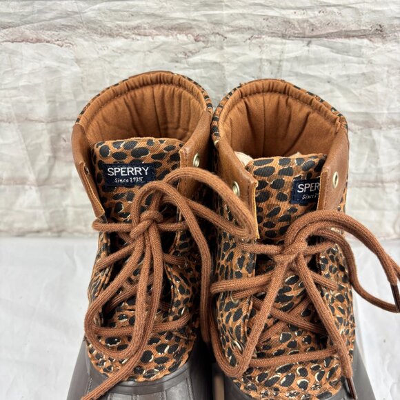 Sperry Girls Youth 6 Leopard Print Waterproof Rubber Port Duck Boots - Picture 6 of 11